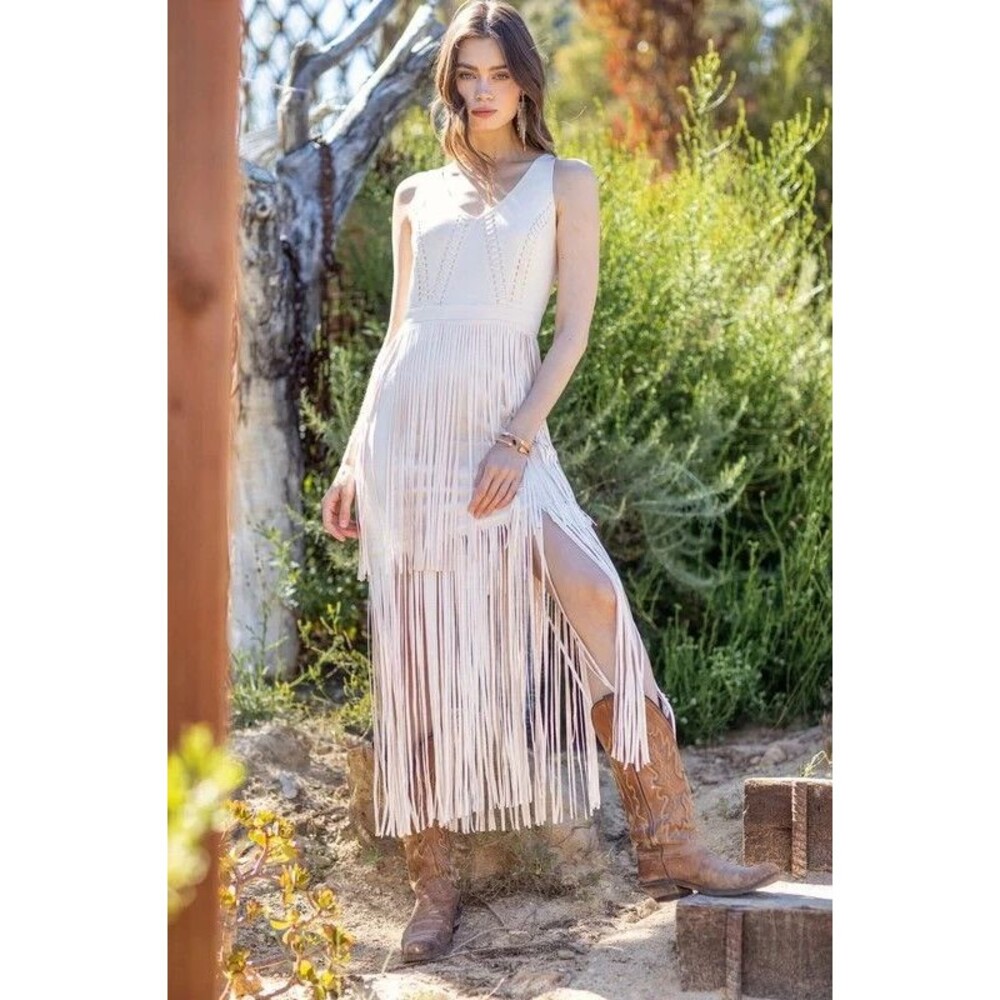 Idyllwind Faux Suede Fringe Miranda Lambert Dress Medium Boho